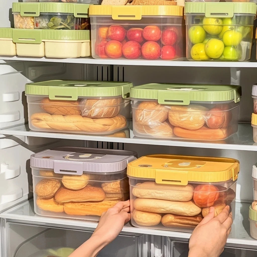 Airtight Plastic Bread Storage Box with Handle - Large Capacity