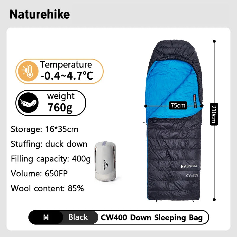 Naturehike Lightweight Duck Down Sleeping Bag for Cold Winter Camping