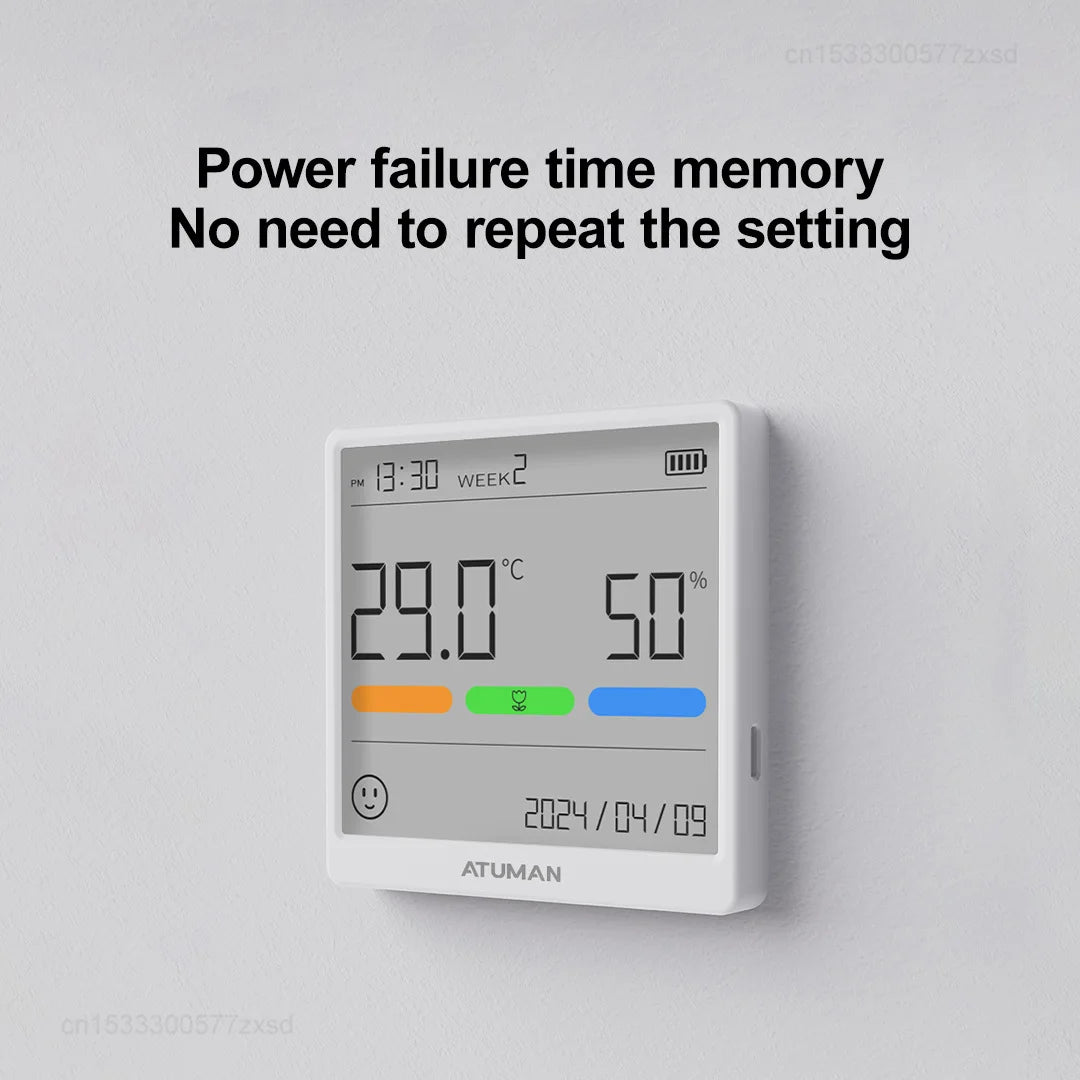DUKA Digital Temperature & Humidity Meter with Indoor Clock - Rechargeable