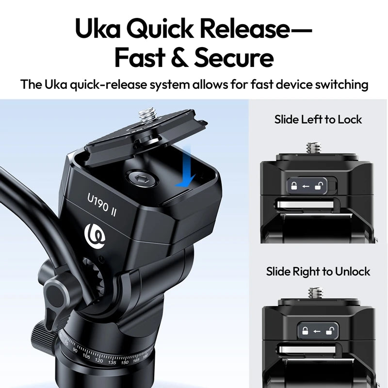 Ulanzi U190 II Fluid Tripod Head - Smooth Video Recording Support