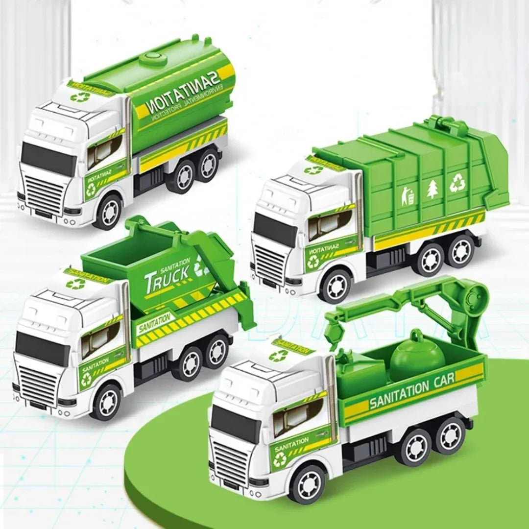 Pull Back Inertia Toy Cars for Kids - Fire Engine & Truck Models