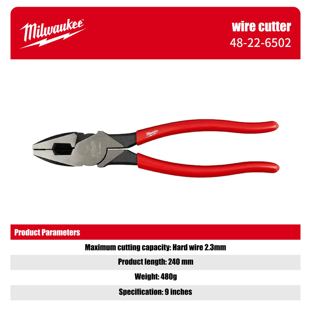 Milwaukee 9-Inch High-Leverage Lineman's Pliers with Comfort Grip