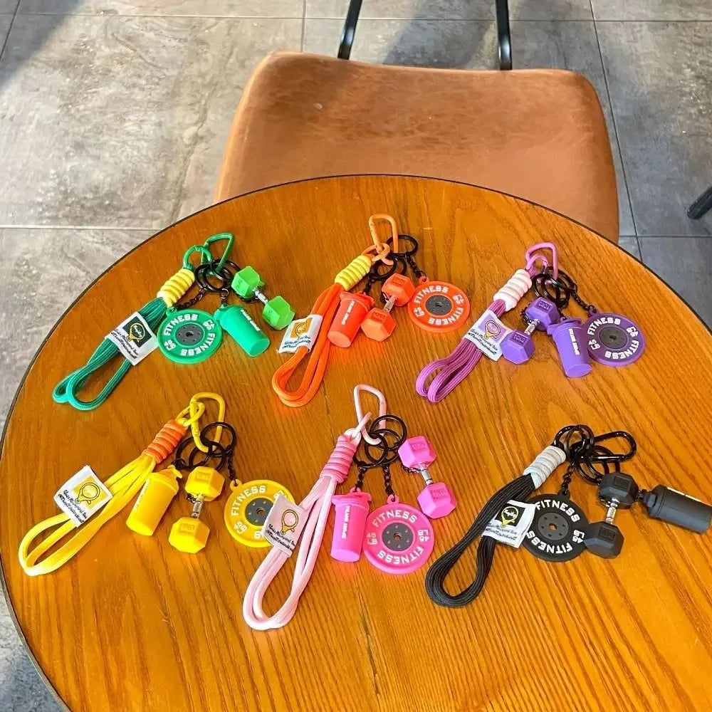 Mini Dumbbell Fitness Keychain - Hand-Woven Gym Lover Trinket