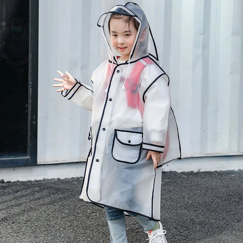 Kids Waterproof Eva Plastic Raincoat - Travel-Friendly & Lightweight