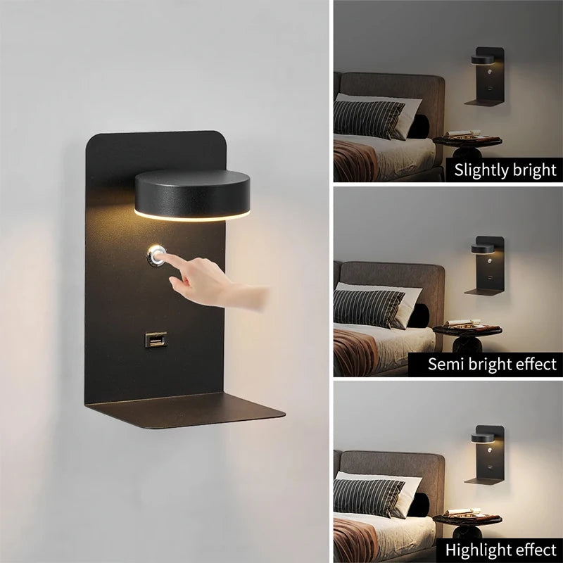 Modern LED Wall Lamp with USB Charging - Stylish Indoor Sconce