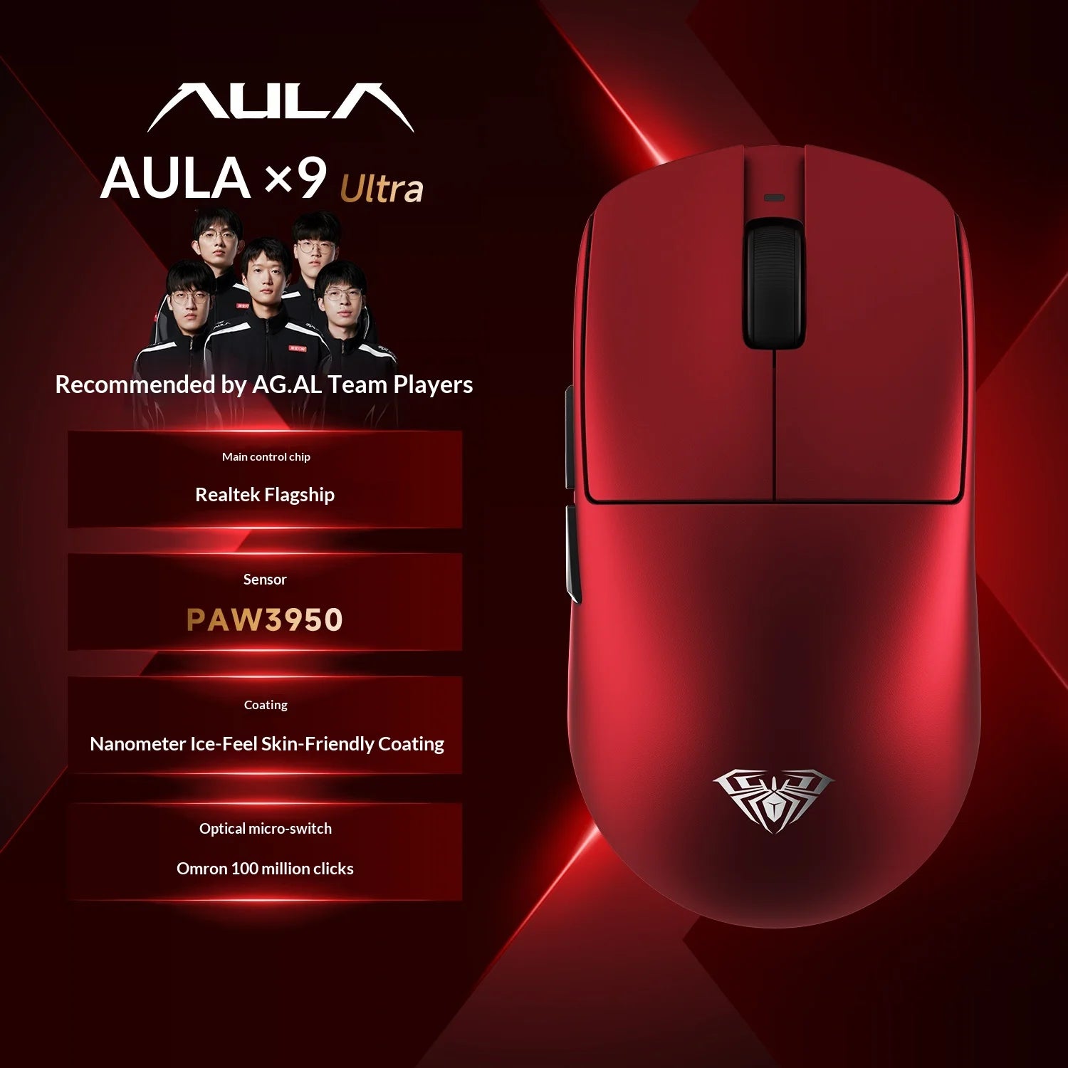 AULA X9 Max Wireless Gaming Mouse - Ergonomic & Ultra-Responsive