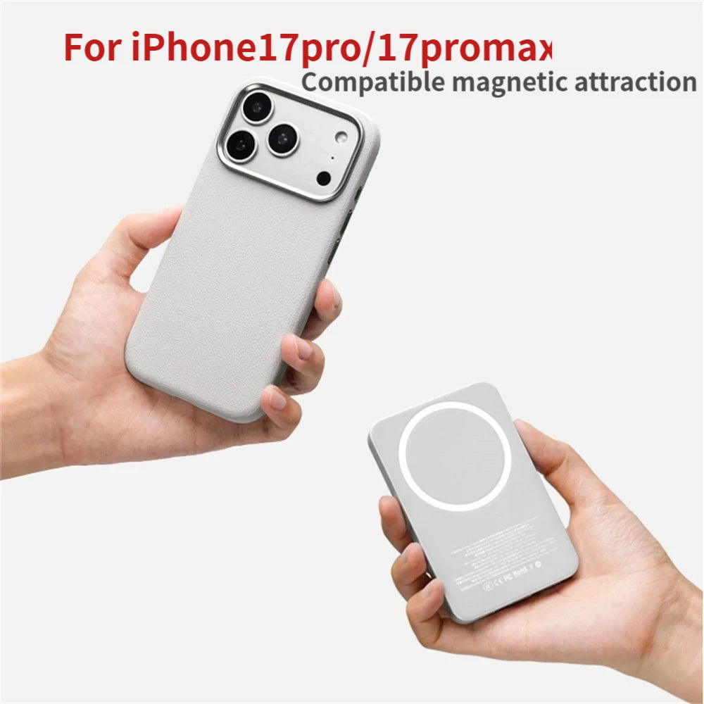 Luxury PU Leather Shockproof Case for iPhone 17 Pro Max - MagSafe Ready