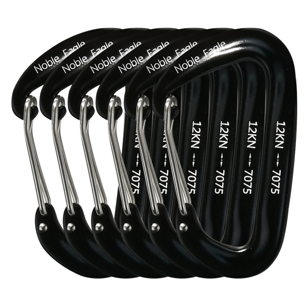 6Pcs Heavy Duty Aluminum Carabiner Set for Camping & Climbing