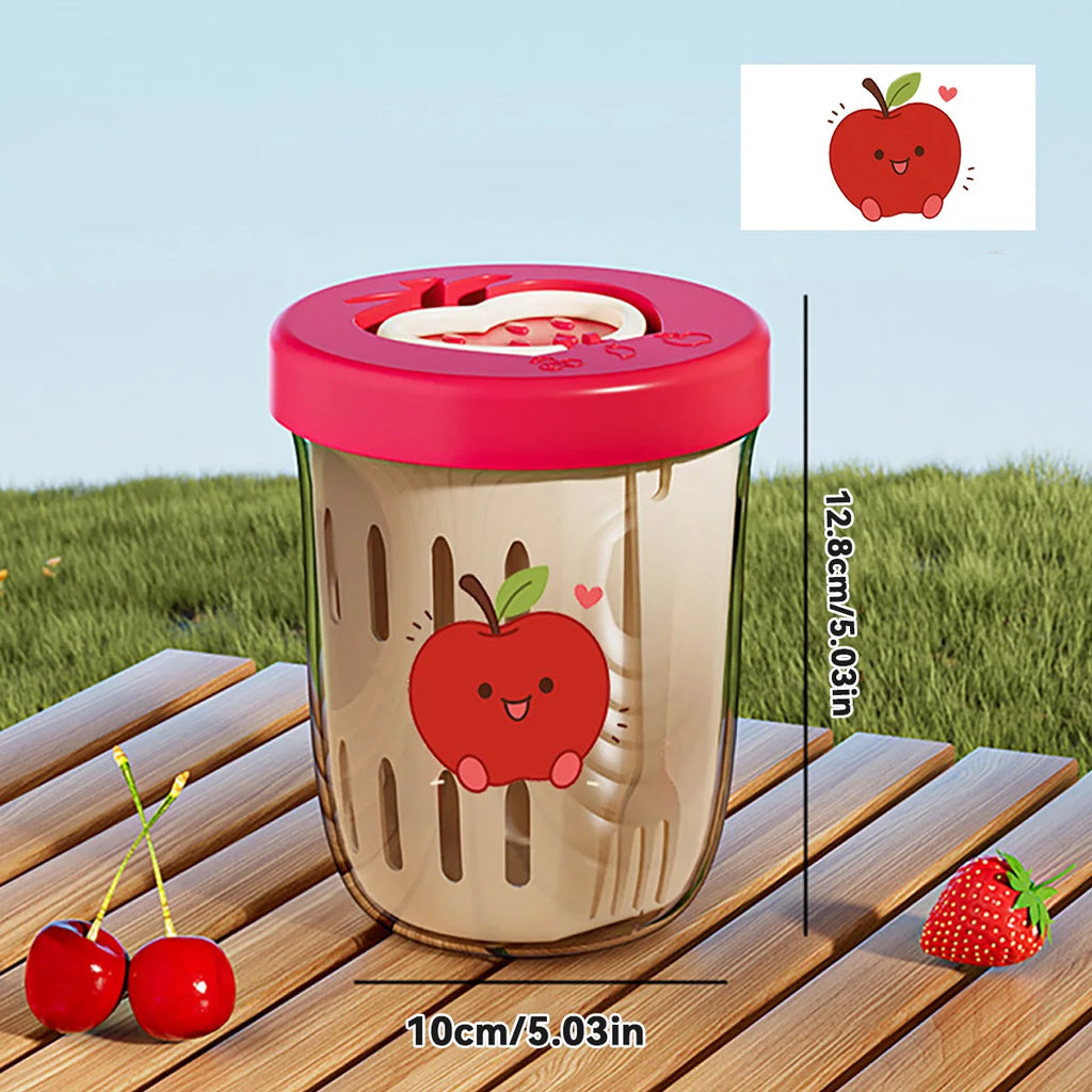 Double-Layer Cartoon Salad Cup - Ideal for Kids & Students