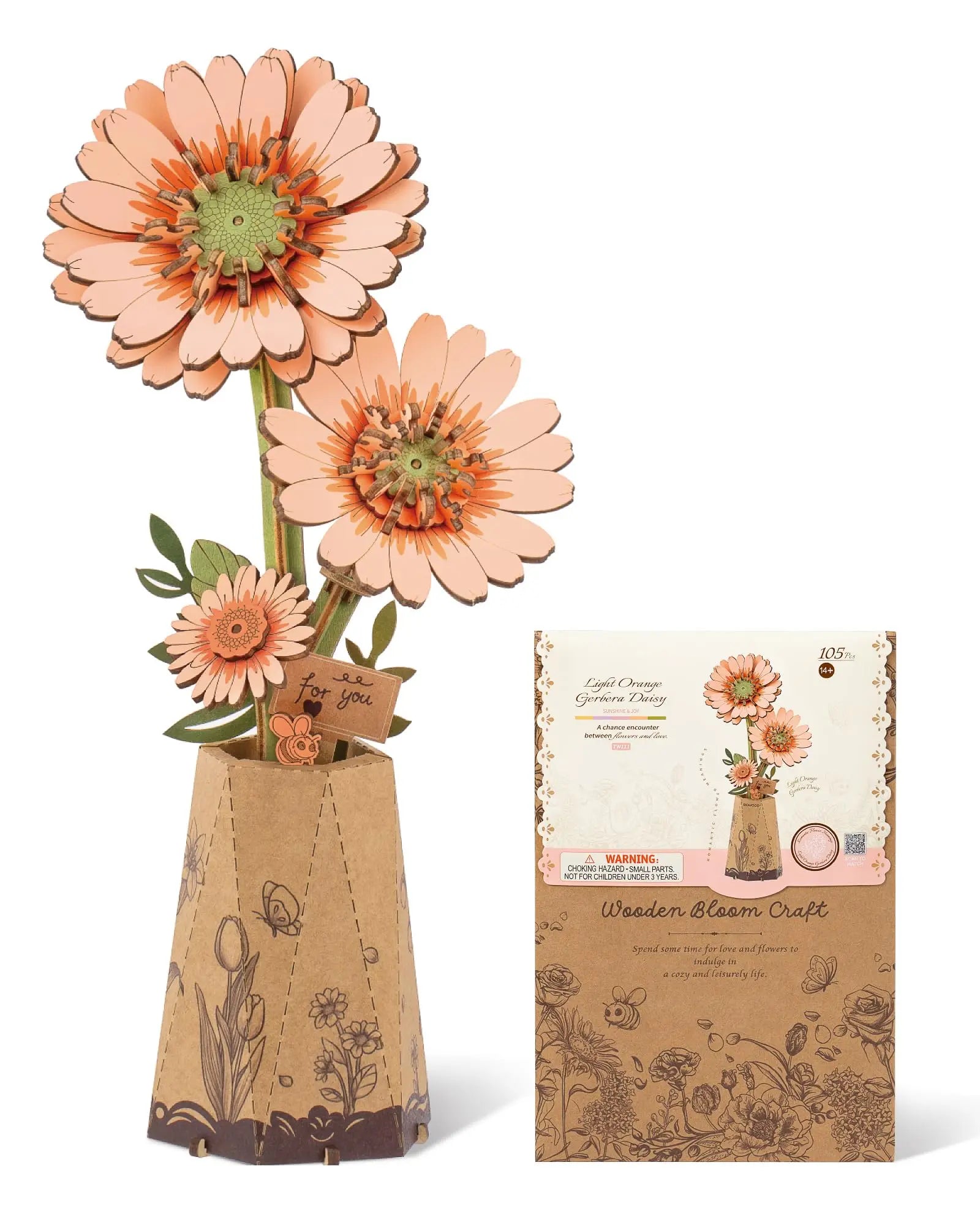 Robotime 3D Wooden Flower Puzzle Kit | Unique DIY Home Decor Gift