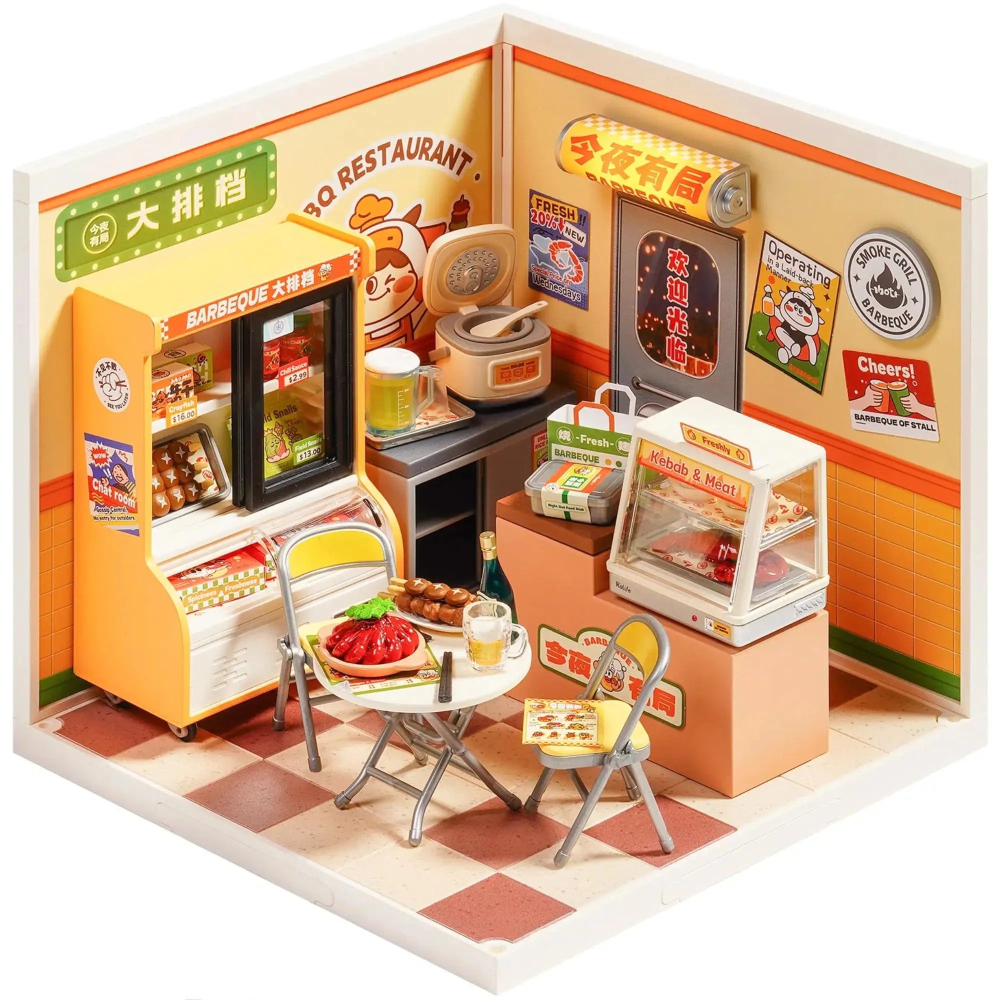 Rolife DIY Night Out Food Stall - Miniature Restaurant Kit for All Ages