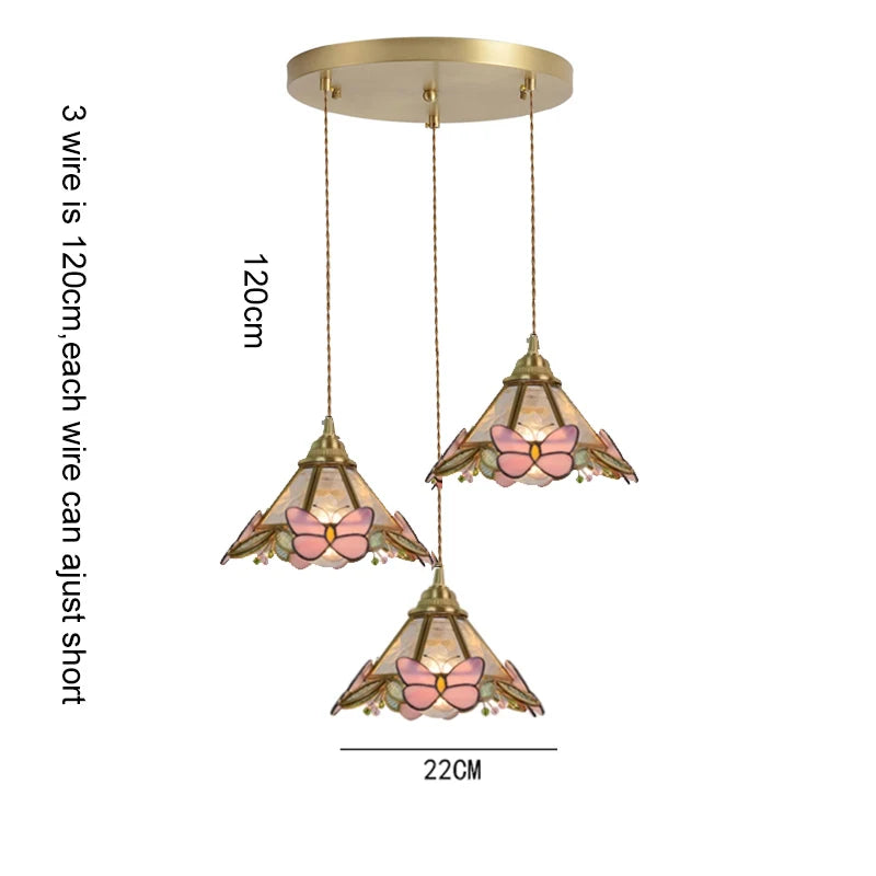 Butterfly Glass Copper LED Pendant Lamp for Modern Indoor Decor