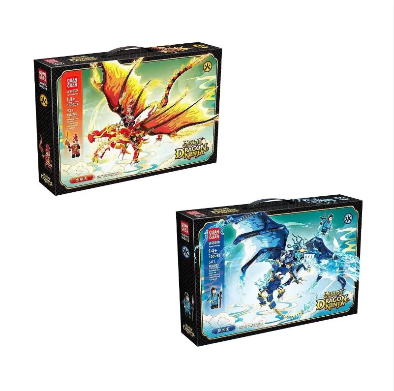 Flame Dragon Ninja Building Blocks - 2-in-1 Puzzle Game for Kids & Adults