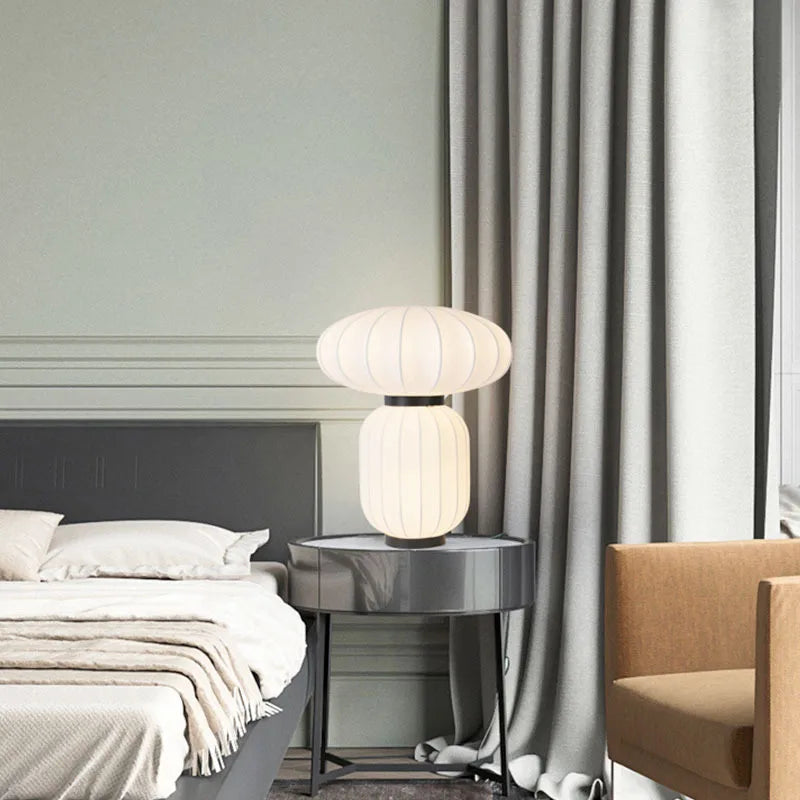 Elegant Japanese Silk Table Lamp - Modern Bedside Lighting