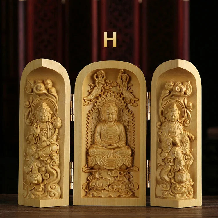 Boxwood Guanyin Buddha Statue - Elegant Wooden Art Decor