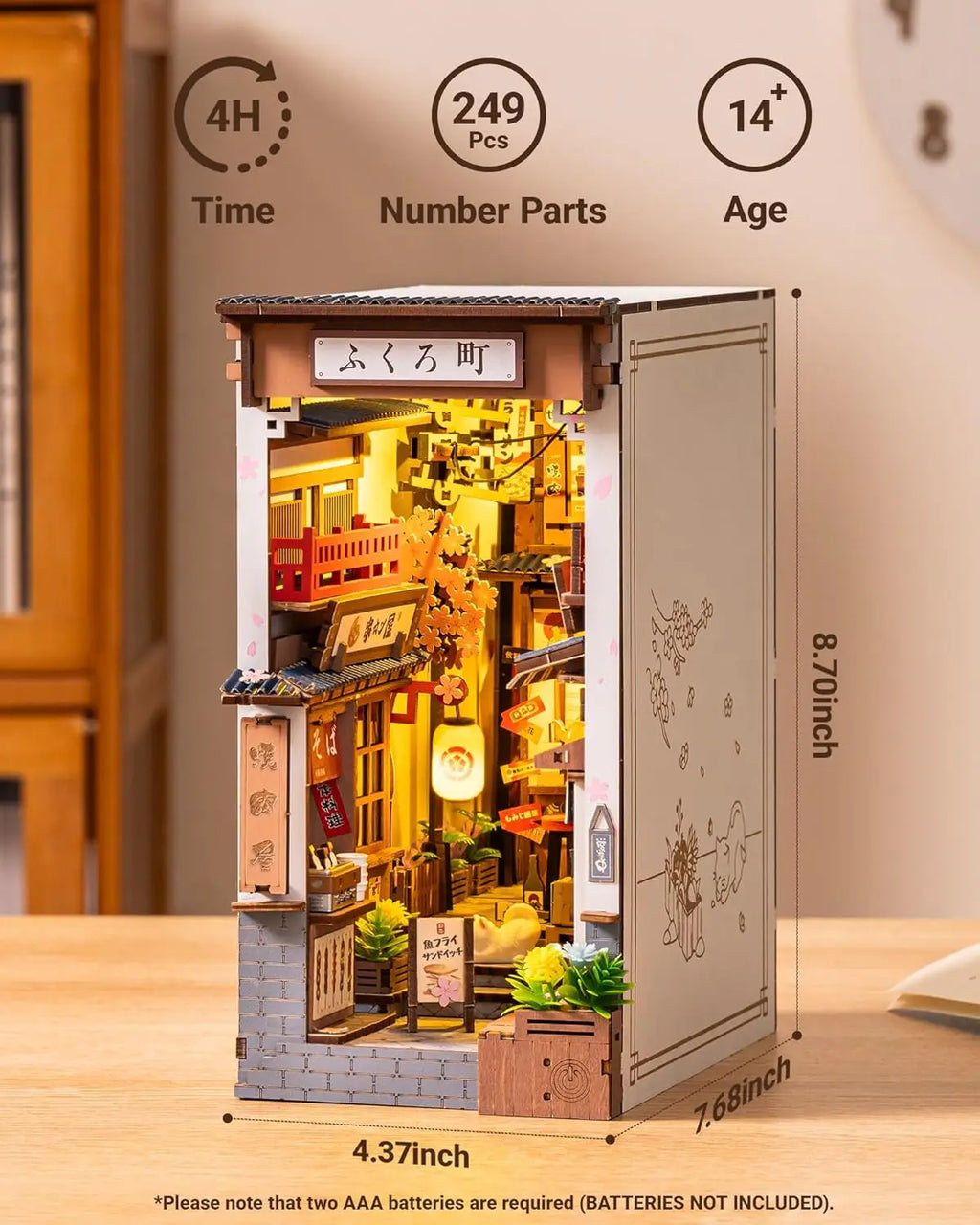 Robotime Sakura Wine Alley DIY Miniature Book Nook Kit with Lights