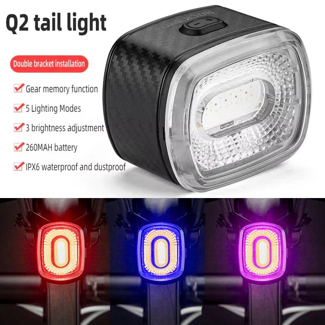 ROCKBROS Smart Auto Brake Sensing Tail Light - IPX6 Waterproof Safety