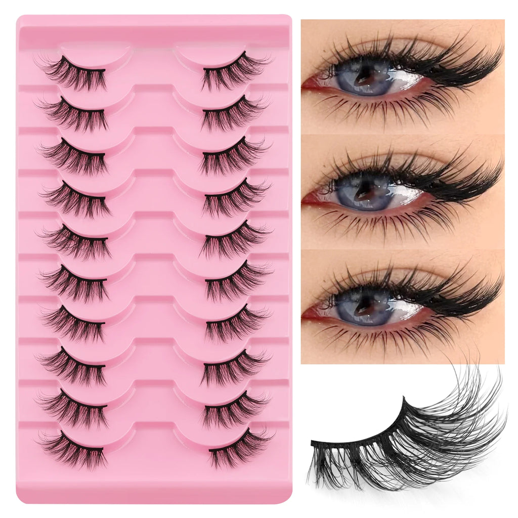 WOSHEER Cat Eye Half Lashes - Soft Wispy Faux Mink Eyelashes