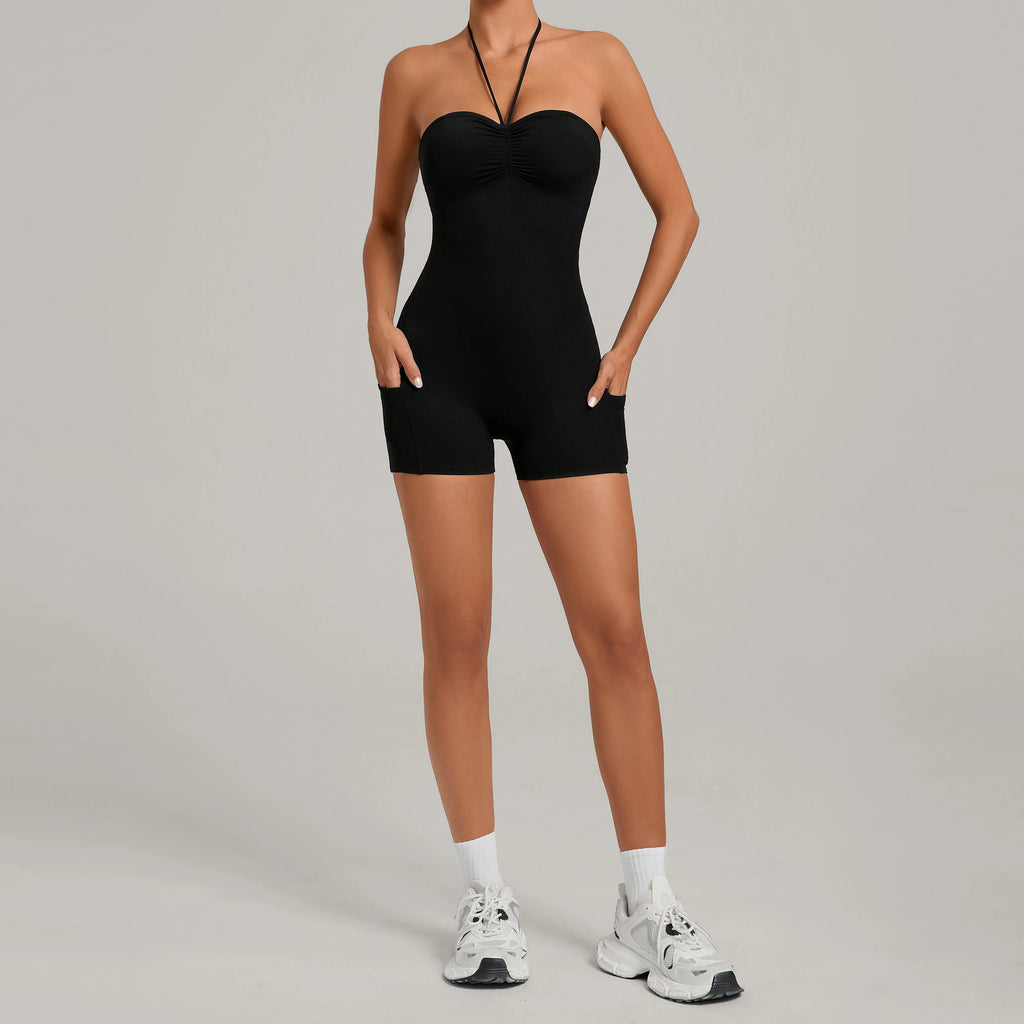 ZEEHOOH Women's Versatile Sleeveless Yoga Bodysuit with Pockets