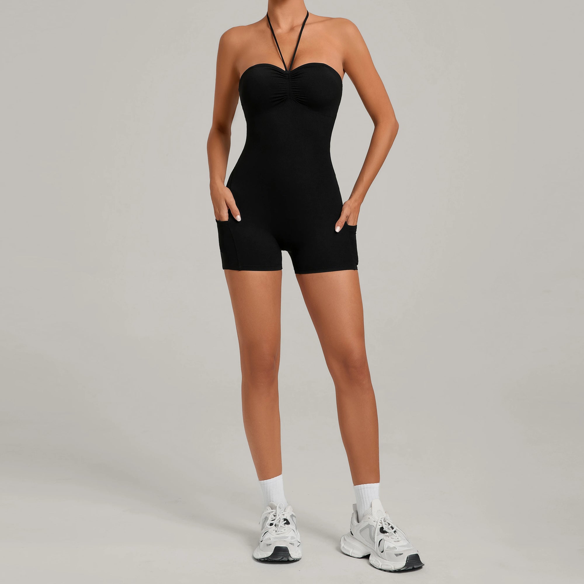 ZEEHOOH Women's Versatile Sleeveless Yoga Bodysuit with Pockets
