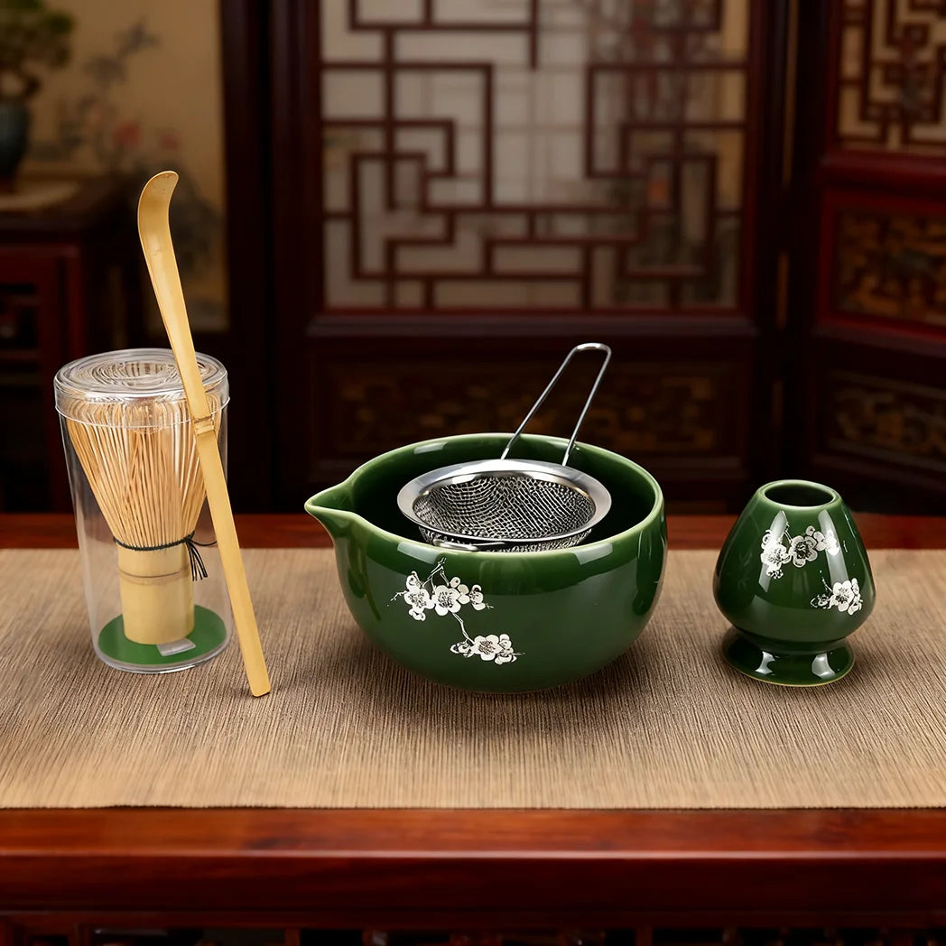 Premium Matcha Whisk Set – Bamboo Whisk, Bowl, Strainer & Scoop