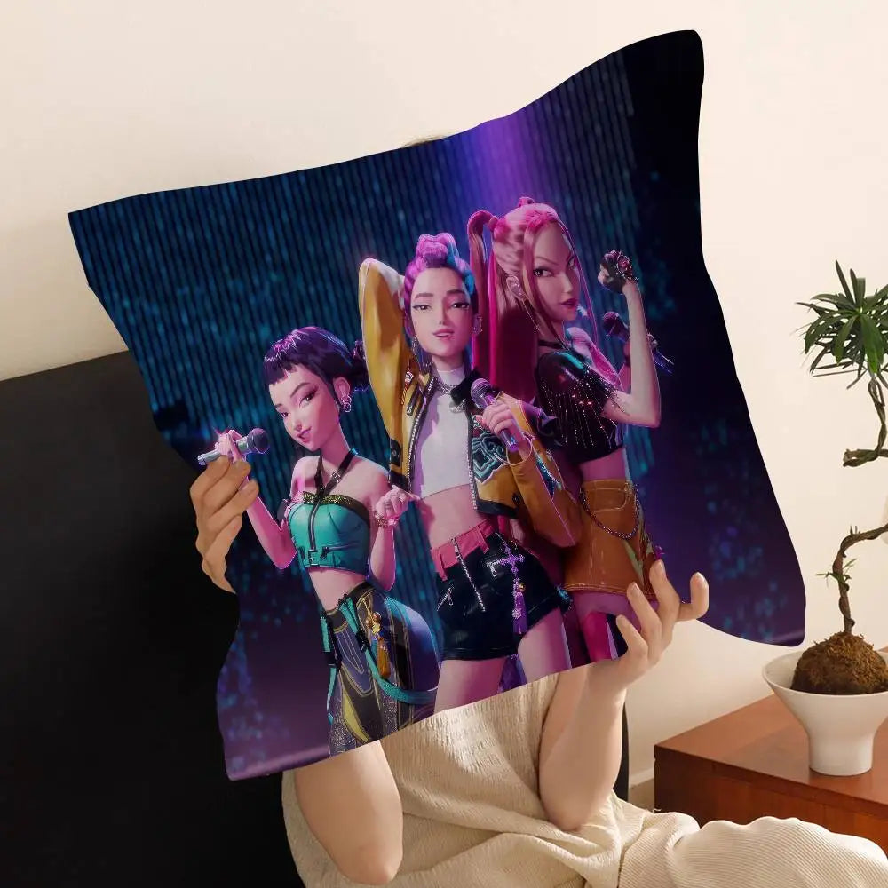 Kop-Cartoon K-Pop Demon Hunters Cushion Cover - Home Decor Pillow