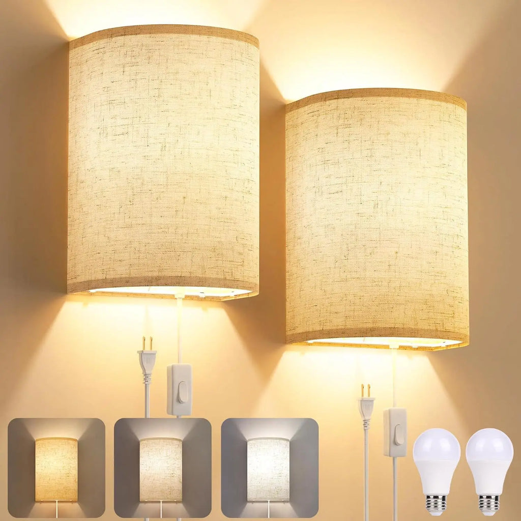 Stylish Plug-In Wall Lamp Set with Adjustable Color Temperature