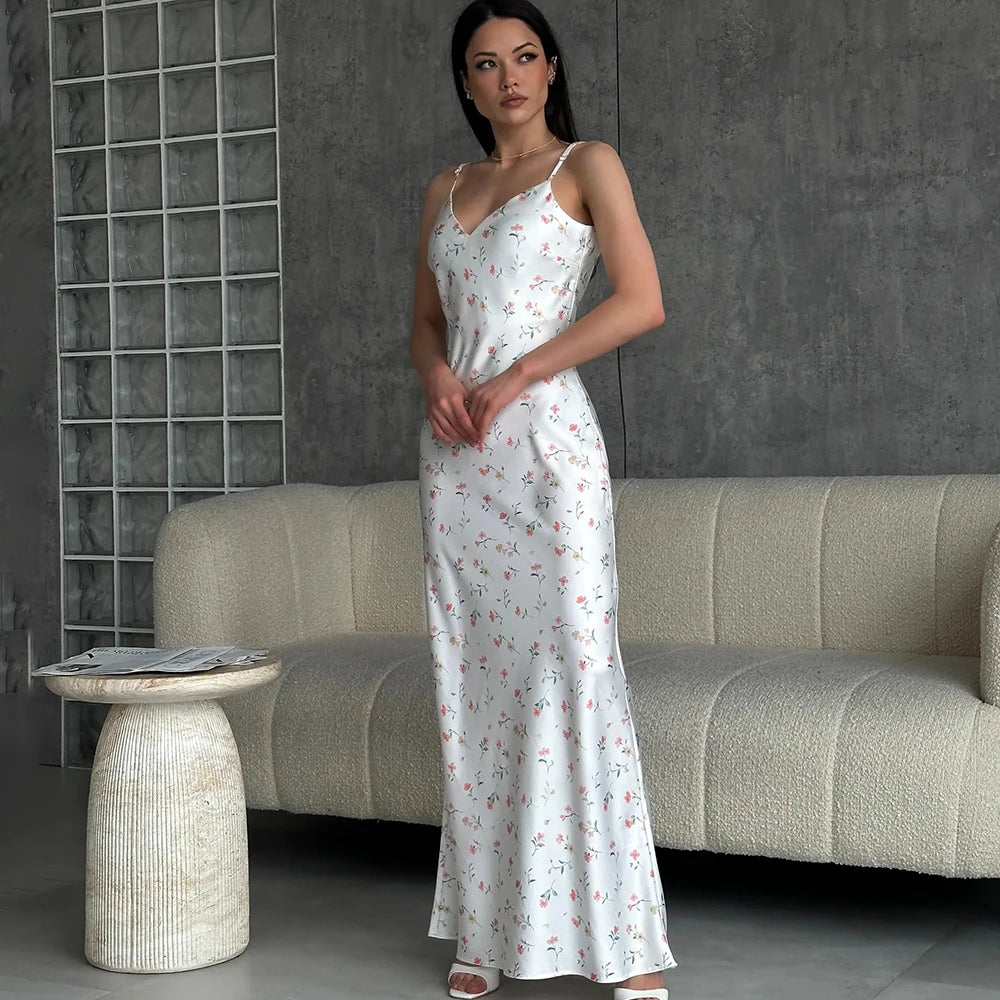 Elegant Satin Backless Evening Dress - Chic Women’s Party Style
