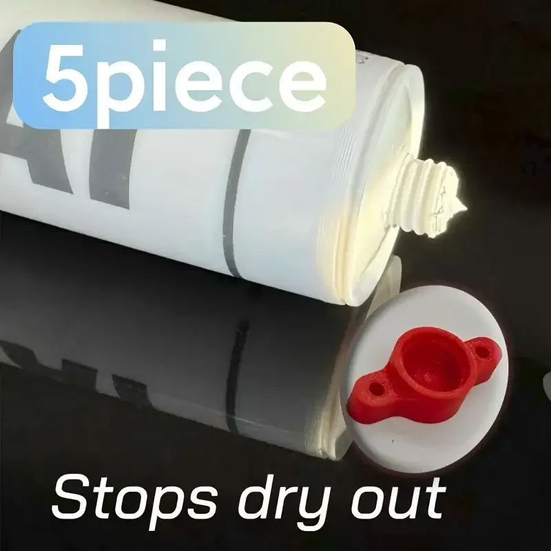 5-Pack Leak-Proof Reusable Plastic Caps for Silicone & Glue Tubes