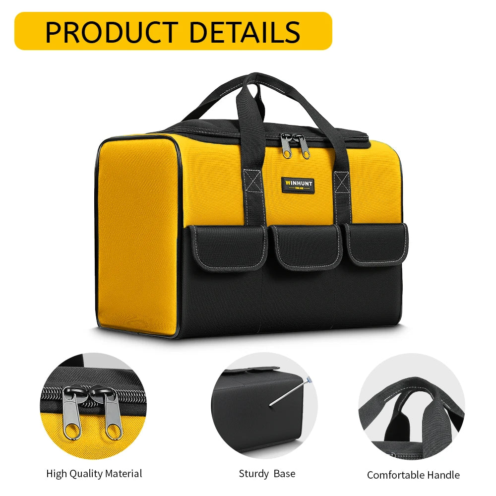 Large 17 Inch Tool Bag with 6 Exterior Pockets - Ideal for DIY Projects