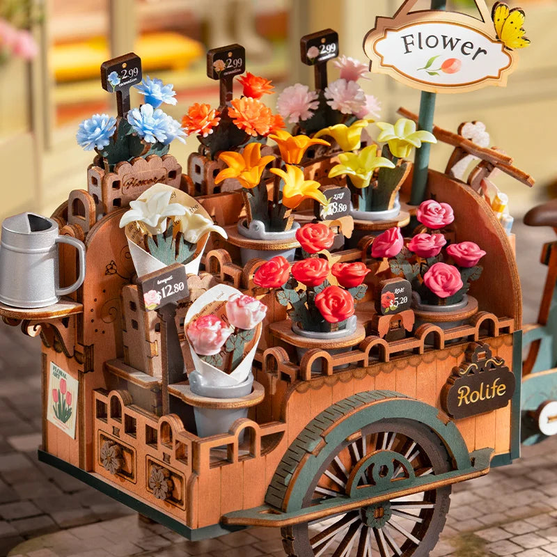 Robotime Blossom Cart 3D Wooden Puzzle – Charming Home Decor