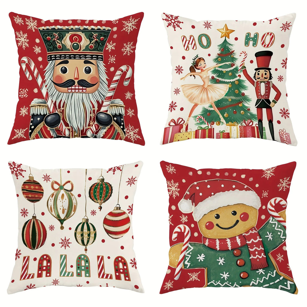 Festive Christmas Pillowcases: Nutcracker & Gingerbread Design