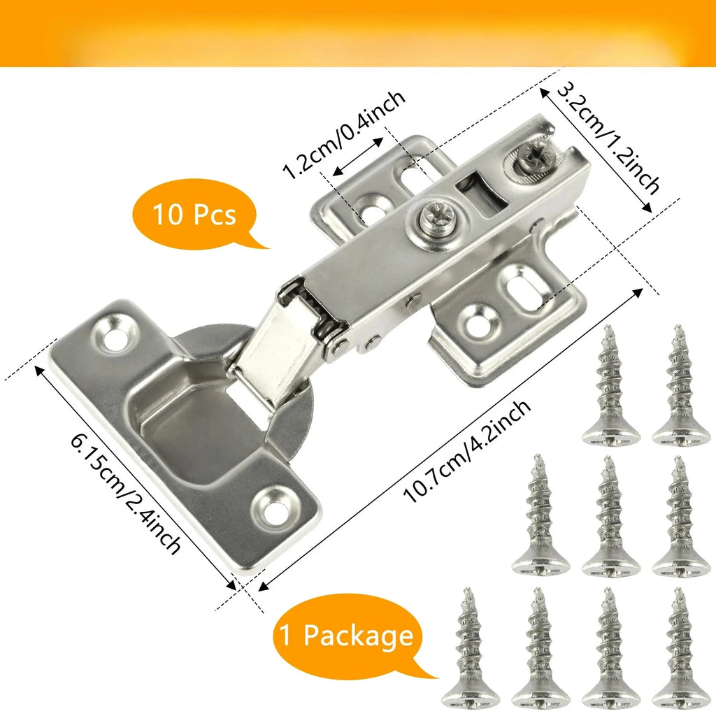 Stainless Steel Hydraulic Soft Close Cabinet Hinges - 10 or 20 Pcs