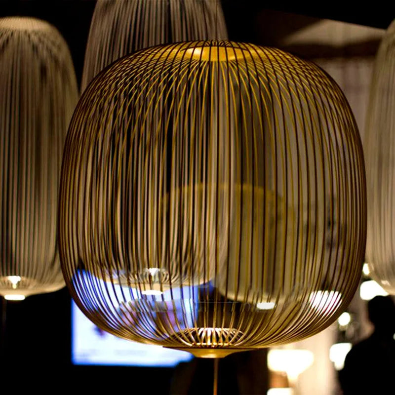 Nordic Mesh Spokes LED Pendant Light - Modern Bird Cage Design