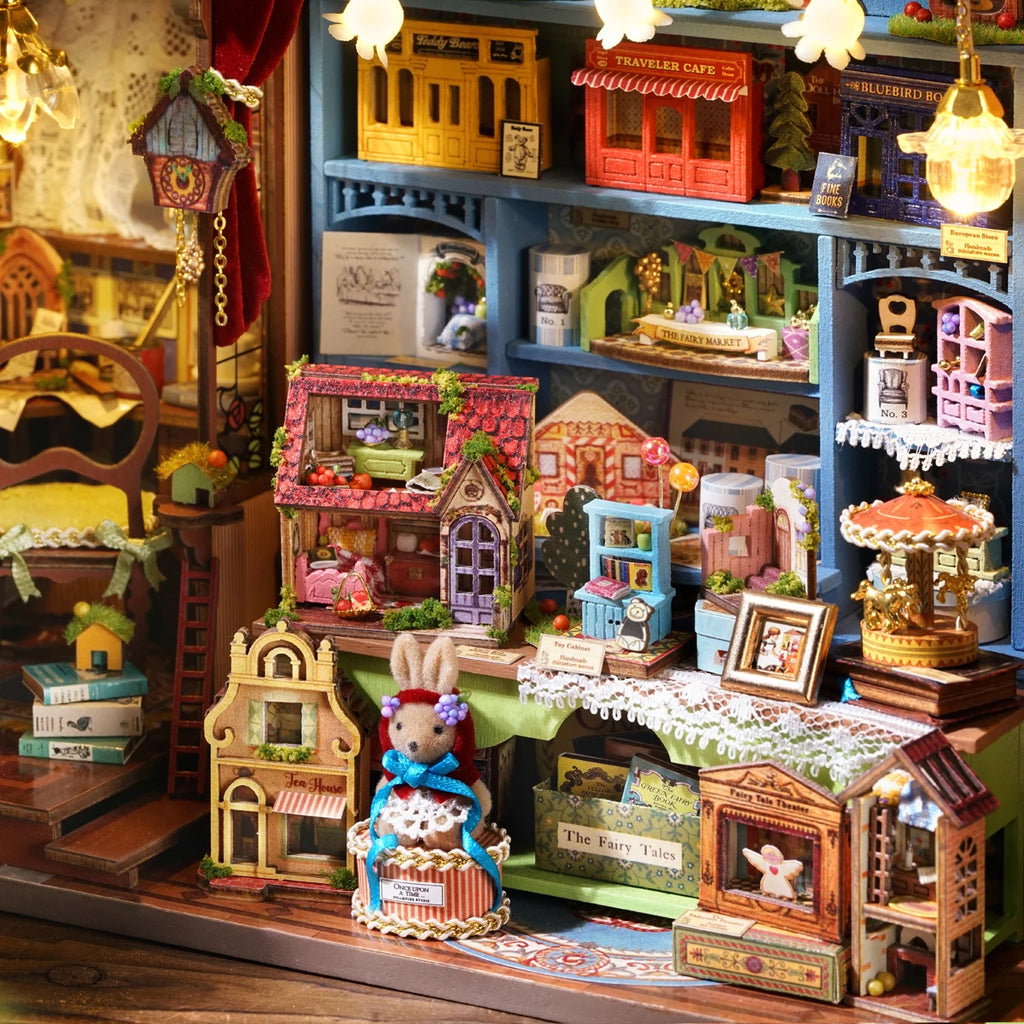 DIY Fairy-Tale Wonderhouse Wooden Miniature Dollhouse Kit with Furniture