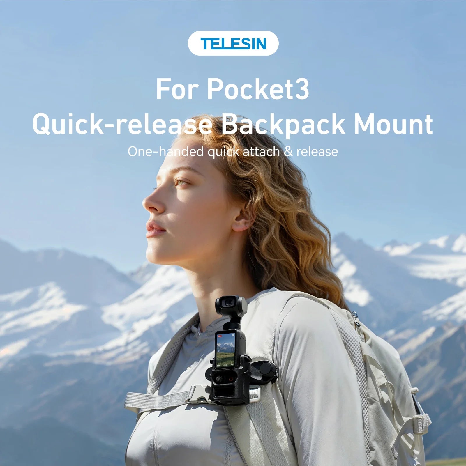 TELESIN Quick-Release Backpack Mount for DJI Pocket 3 - Ultimate Vlogging Tool