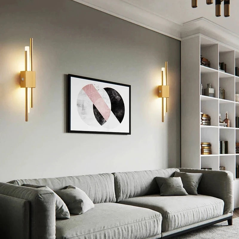 Modern LED Wall Light Fixture - Black & Gold Metal Sconce
