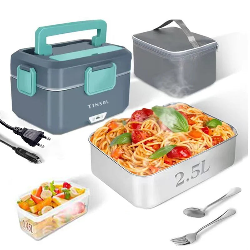 TINSOL 3.5L Electric Heated Lunch Box - Fast Heating for Meals on the Go