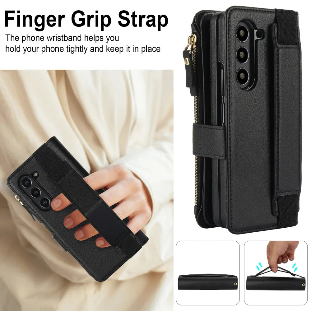 Premium Crossbody Leather Phone Case for Samsung Galaxy Z Fold 3-7