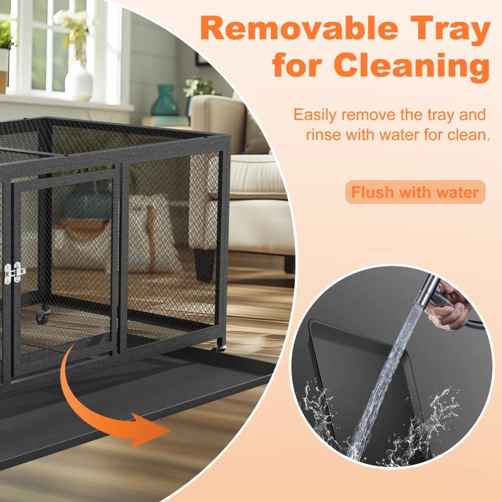 Heavy Duty Metal Chicken Coop with Waterproof Cover & Rolling Wheels