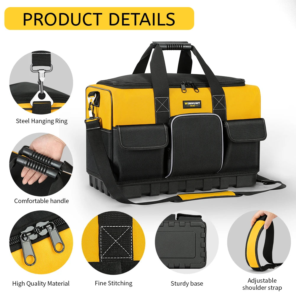 WINHUNT Heavy-Duty Tool Bag - Wide Mouth, Adjustable Strap, Durable