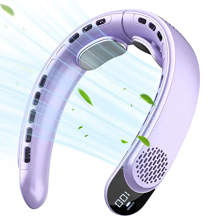 Rechargeable Neck Fan with 4000mAh Battery & LED Display - Stay Cool