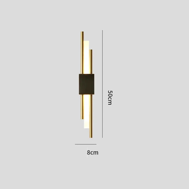 Modern LED Wall Light Fixture - Black & Gold Metal Sconce