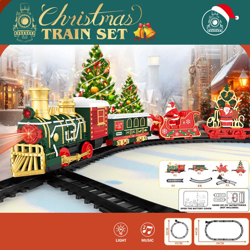 Festive Remote Control Electric Train Set with Lights & Sound - Holiday Fun