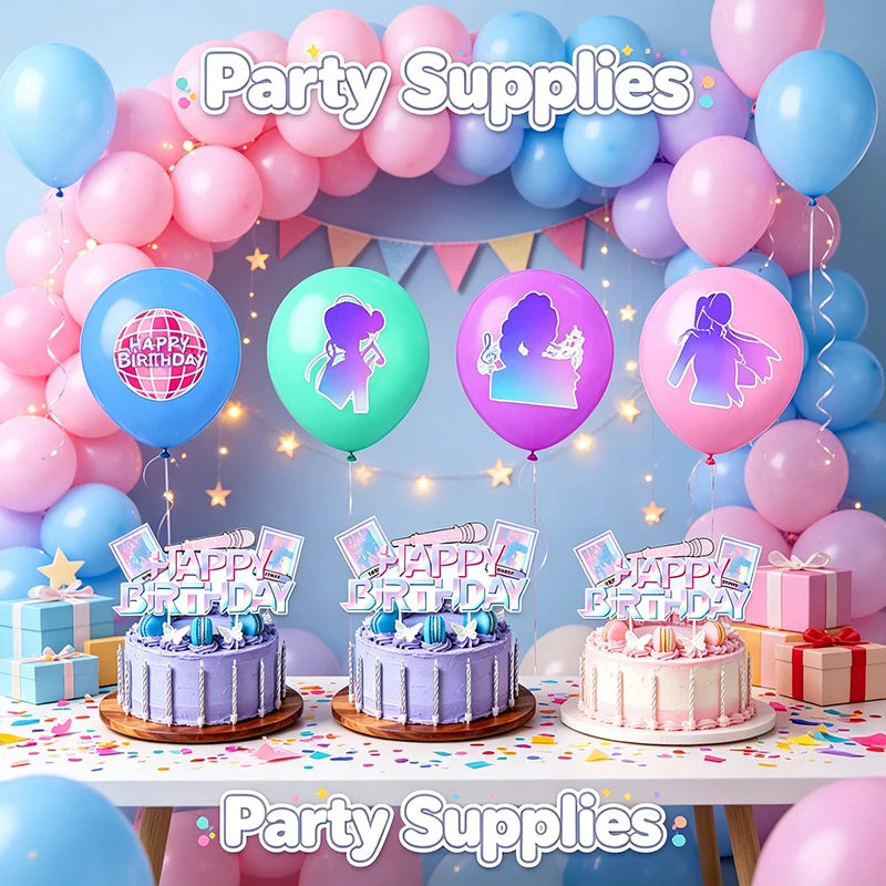 KPOP Pink & Purple Disposable Tableware Set for Birthday Parties