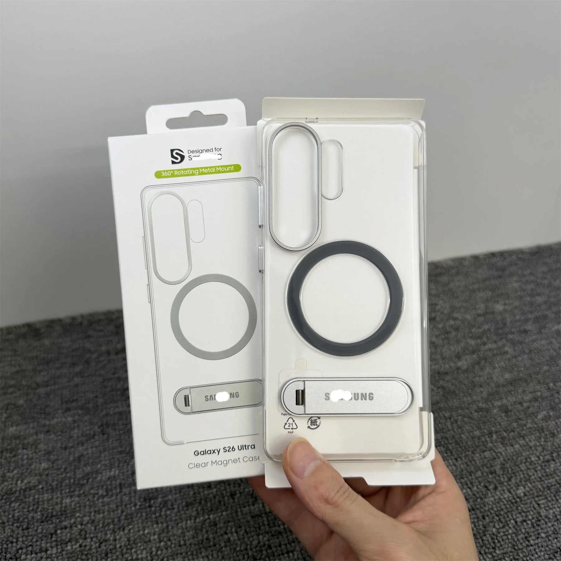 Slim Clear Phone Case for Samsung Galaxy S26 Ultra with Metal Stand