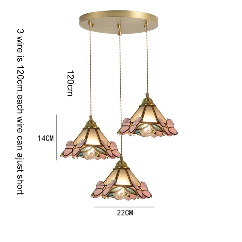 Butterfly Glass Copper LED Pendant Lamp for Modern Indoor Decor