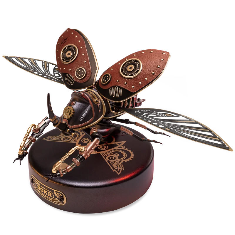 Robotime Rokr Golden Coin Turtle 3D Puzzle with LED Light - Steampunk Design