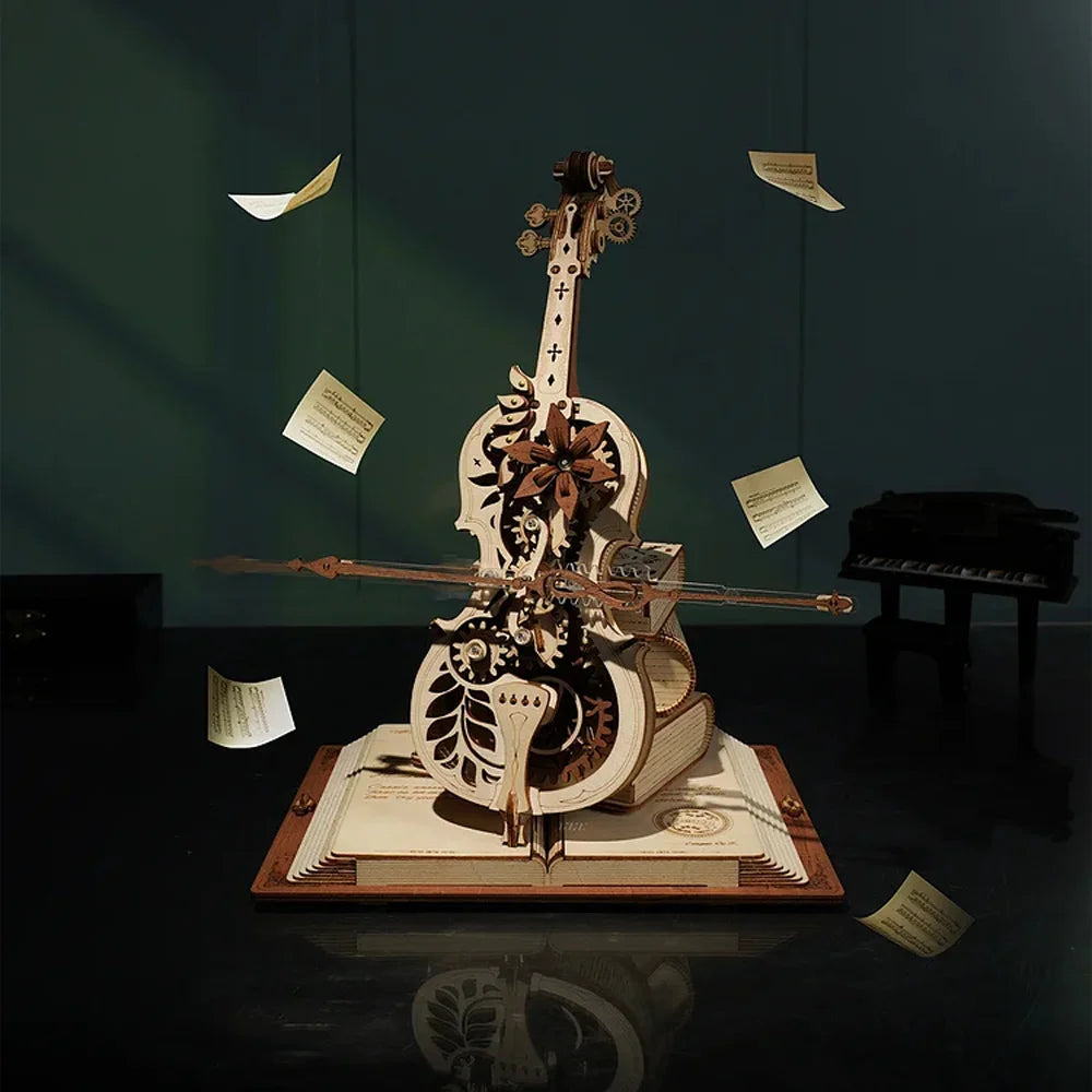 ROBOTIME Magic Cello 3D Wooden Puzzle - Musical Mechanical Instrument