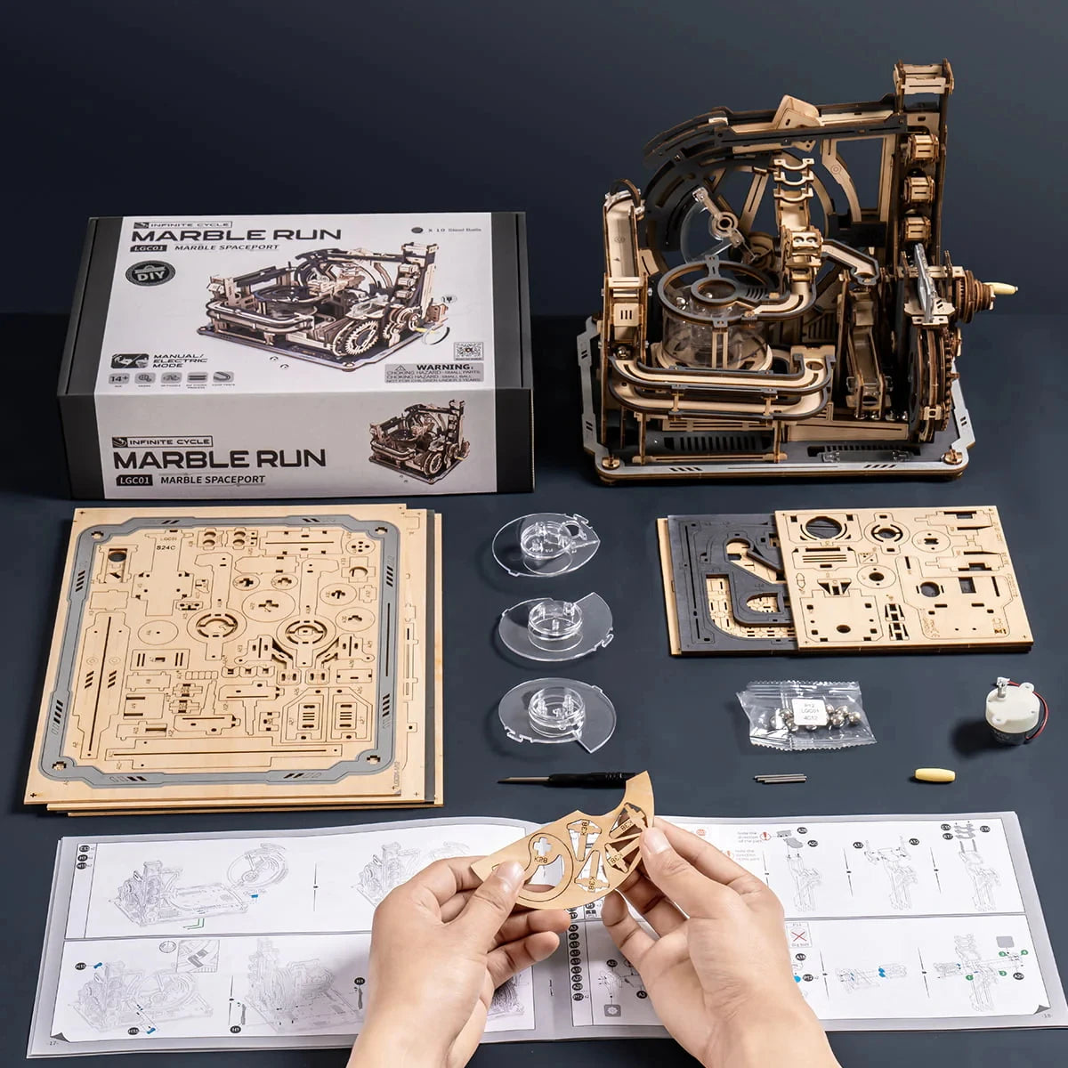 ROBOTIME ROKR Marble Spaceport 3D Wooden Puzzle - Unique Gift & Decor